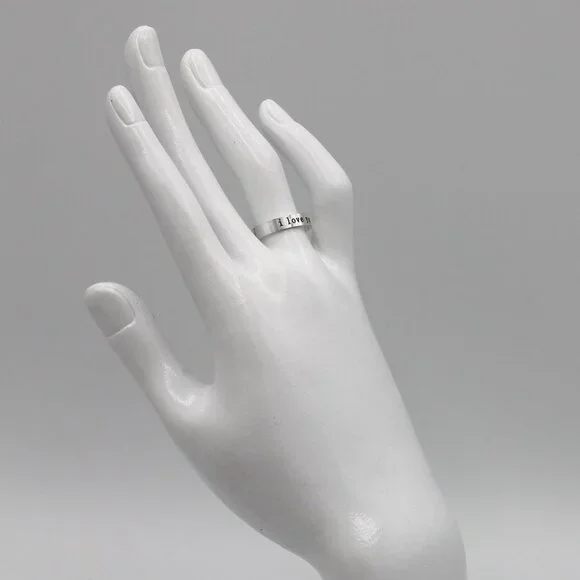 Jewelry ring band I Love You romantic adjustable silver tone simple minimalist - Picture 7 of 7